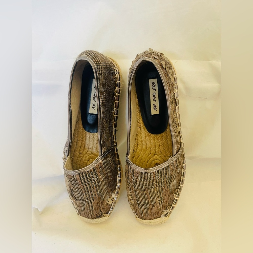 New Women's Sequin Espadrilles Glitter Slipper Casual Shoes - Gold 7.5 - Picture 2 of 5